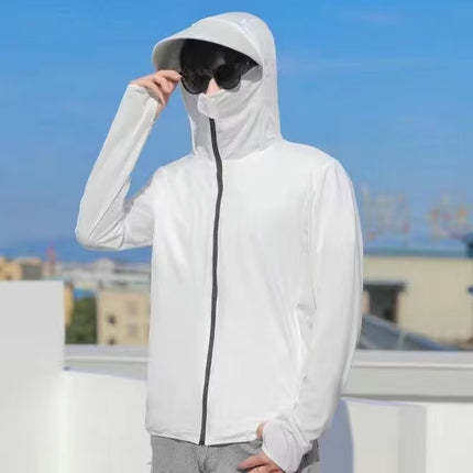 Sun-protective Clothing Men's UV-resistant Outdoor Biking Take-out Face-covered Ice Silk Fishing Skin Summer Breathable Sun-protective Clothing