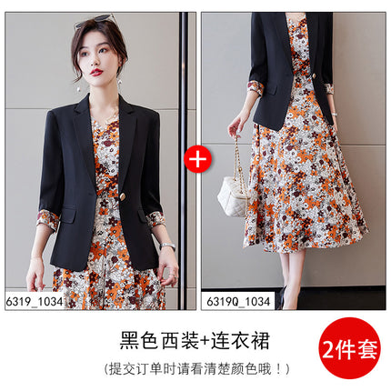 Fried Street Fashion White Suit suit Women's 2023 Spring New Age-reducing Light Mature Small dress Two-piece Set