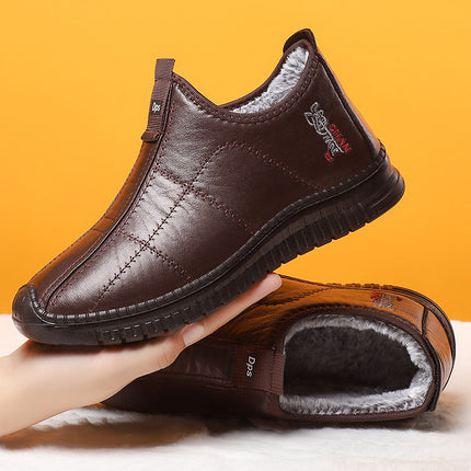 Men's Cotton Shoes Cross-Border Polyurethane Men's Shoes Large Size Warm Short Boots Shallow Mouth Comfortable Cotton Boots Fleece-Lined Thickened Boots Men's Style
