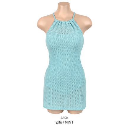 Korean Ins Style New Sexy Beautiful Back Knitted Fabric Pure Desire Small Fragrance Style High-End One-Piece Swimsuit for Women