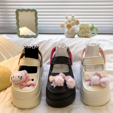High-value non-slip soft bottom casual summer women's slippers covered cute lightweight cartoon cat all-match fashion height