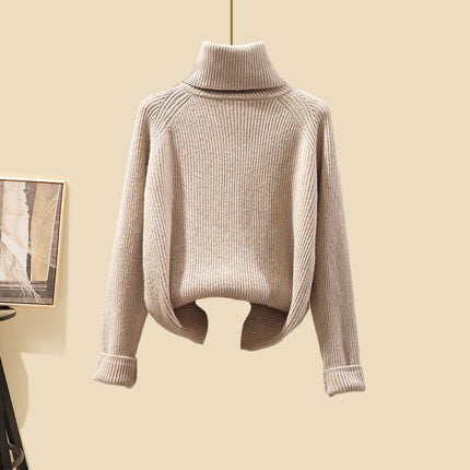 Autumn suit Women's 2024 New Korean Lazy Style Cardigan Jacket with Slim Sweater Wide Leg Pants Three-Piece Set