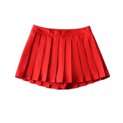 2024 Summer College Style Age-Reducing Anti-Exposure A-Line Short Skirt for Women, Mid-Waist Pleated Skirt with Short Front and Long Back