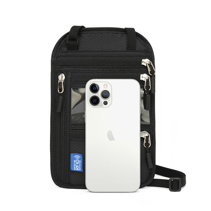 Cross-border travel abroad hanging neck ID bag RFID anti-theft brush passport bag passport holder certificate protection case anti-magnetic bag