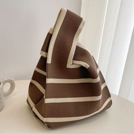 Souvenir Tote Bag, Large Capacity Small Bag for Women, Color-Blocked Knitted Tote Bag, Storage Bag, Versatile Handbag