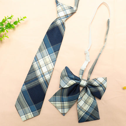 JK Uniform Accessories Non-Tie College Style Plaid Tie Collar Flower suit Flat Corner Bow Tie Feather Root Small Thing with Korean Style