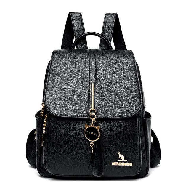 Creative kitten decorative backpack cowhide fashion travel women's backpack 2024 welfare student bag