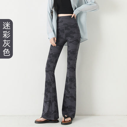 New Camouflage Shark Pants for Women's Outer Wear Spring & Fall Extbottomed High-Waist Slim Stretch Leggings Butt-Lifting Yoga Pants for Sports