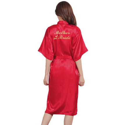 Bronzing Printing Mother of the Bride Long Cardigan Gown Bride Mother Wedding Makeup Morning Gown