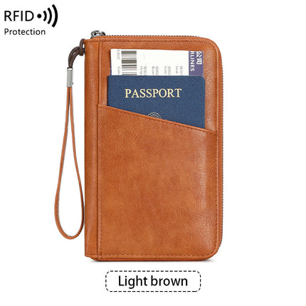 Cross-border New RFID Anti-magnetic Wallet Zipper Passport Bag Certificate Bag Air Ticket Storage Bag Multifunctional Passport Wallet