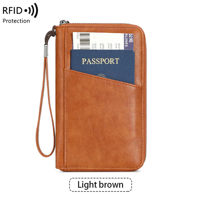 Cross-border New RFID Anti-magnetic Wallet Zipper Passport Bag Certificate Bag Air Ticket Storage Bag Multifunctional Passport Wallet