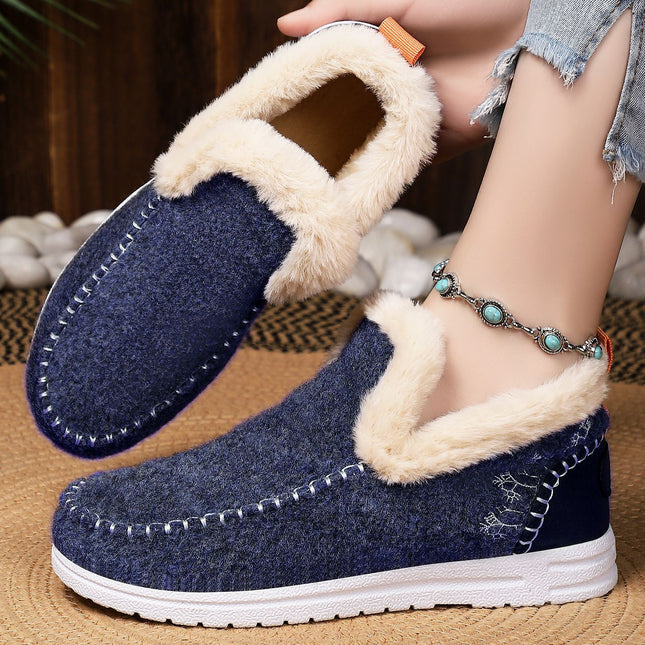 Women's Cotton Shoes, New Winter Style, Fleece-Lined and Thickened Snow Boots, Slip-On Short Boots, Cross-Border Fashion, Warm Cotton Boots