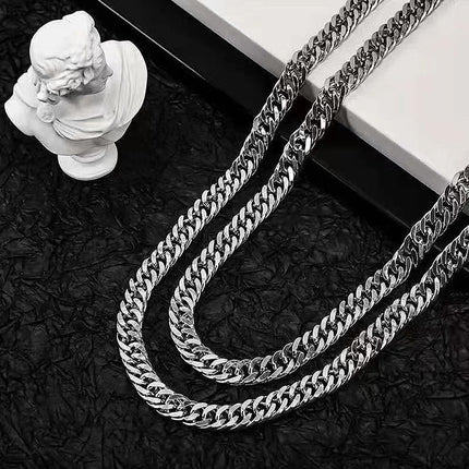 European and American Encrypted Titanium Steel Necklace Men's Fashion Non-Fading Domineering Fashion Manufacturer Wholesale Stainless Steel Hip-Hop Jewelry