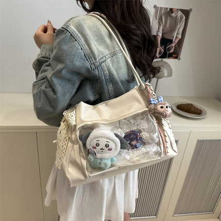 New Cartoon Transparent Pain Bag, Cute Large-Capacity Tote Bag, Fashionable Women's Shoulder Bag, Class Mouse School Bag