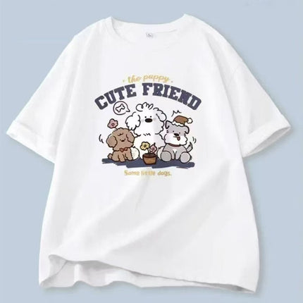 220g Shoulder Short-sleeved T-shirt Women's Cotton Top Summer Cartoon T-shirt Round Neck Loose Breathable plus size Fashion Brand