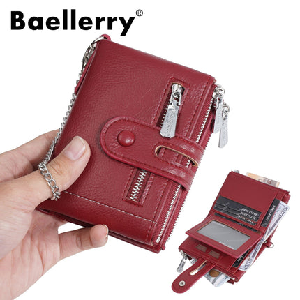 Baellerry New Cross-Border Women's Wallet Double Zipper Fashion 70% off Short Multi-Card Slot Wallet Card Holder for Women
