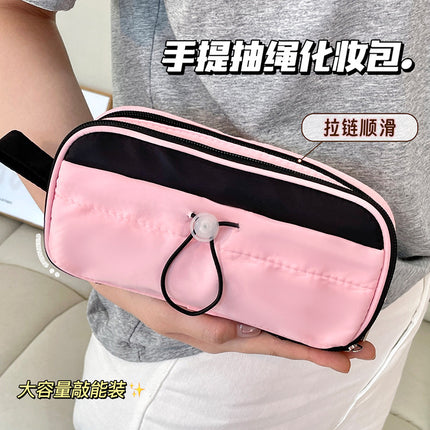 Cute Pure Color Satchel Cosmetic Bag for Women, Satchel Large-Capacity Skin Care Product Brush Storage Bag, Travel Toiletry Bag