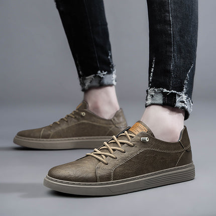 Two-layer Cowhide Men's Shoes All-match Men's Soft-soled Leather Casual Leather Shoes Sneakers Men's Slip-on plus size Summer Breathable