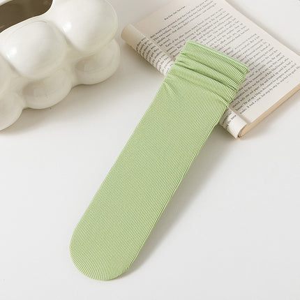 Ice Socks 2025 Popular Women's Summer Thin Pure Color Mid-Calf Socks for Girls Summer Japanese Style Style Sweat-Absorbent, Breathable and Deodorant