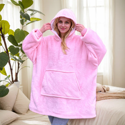 Lazy Blanket Cross-Border Christmas Pajamas Women's Nightgown Flannel Extended Length Vertical Pocket Hoodie Blanket