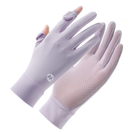 Sun Protection Gloves for Women, Thin Style, Touch Screen Compatible, Summer Outdoor Driving, Sports, Cycling, Ice Silk Gloves, Uv Protection, Wholesale