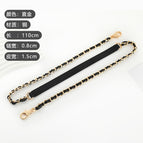 Straight gold black belt with chain 110cm