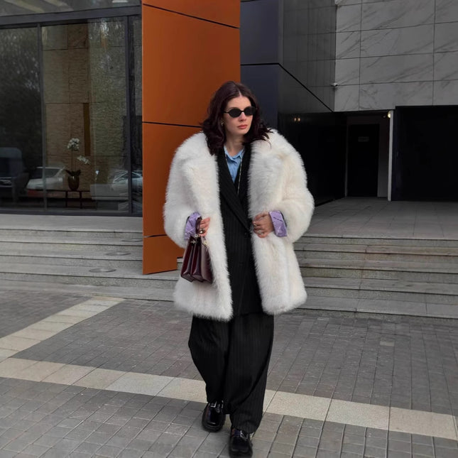 Imitation Fox Fur Grass Coat Imitation Fox Fur Lazy Style Paris Women's Fashion Fur Coat