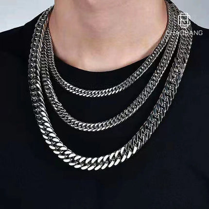 European and American Encrypted Titanium Steel Necklace Men's Fashion Non-Fading Domineering Fashion Manufacturer Wholesale Stainless Steel Hip-Hop Jewelry