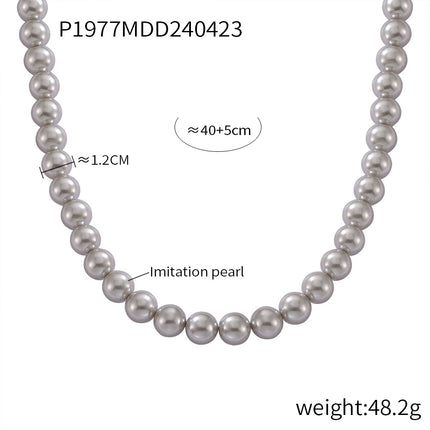 Korean fashion round high-gloss beaded necklace women's casual colorful round beads niche simple necklace jewelry wholesale