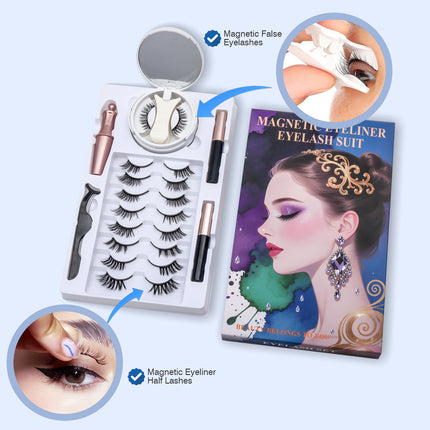 Wholesale magnetic eyeliner false eyelashes magnet false eyelashes 3D three-dimensional net red magnetic false eyelashes 3 pairs of suit