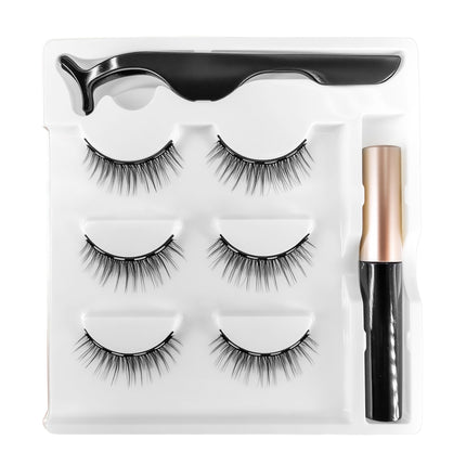 Wholesale magnetic eyeliner false eyelashes magnet false eyelashes 3D three-dimensional net red magnetic false eyelashes 3 pairs of suit