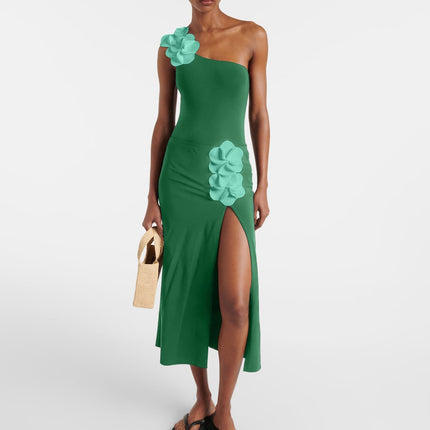 2025 European and American New Ins Style 3D Flower One-Shoulder Sexy One-Piece Swimsuit Suit for Women Cross-Border Hot Style