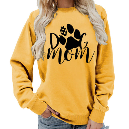 Amazon Source Dog Mom Printed Round Neck Women's Jacket Sweatshirt Autumn and Winter Jacket Casual Loose