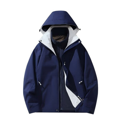 Outdoor Charge Clothes Autumn and Winter New Graphene Removable Three-in-One Two-Piece fleece-lined Thickened Silver Fox Cashmere Jacket