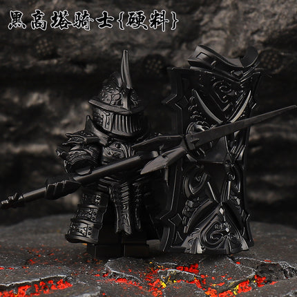 Black High Tower Knight Frost Silver Barrier Battle Guard Soul Third Party Minifigure Building Block Toy Boy Compatible with Lego Foreign Trade