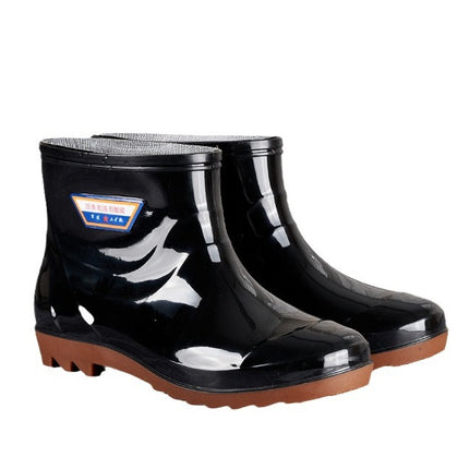 Men's Round Toe Comfortable Rain Boots Plastic Low-barrel Waterproof Shoes Men's Short-barrel Non-slip Rain Boots Kitchen Fishing Rubber Shoes for Men