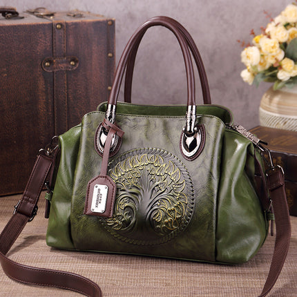 2025 New Chinese Style Retro European and American Style Bag Fashion Embossed Gradient Color Hand-Held Crossbody Pillow Women's Bag