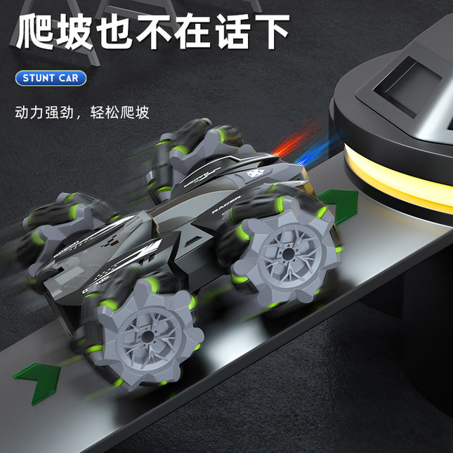 RC Double-Sided Stunt Car 2.4G Gesture Sensing 4WD Drift Light Music Blue Red Black Handle Watch Remote / Voiture Télécommandée Double Face Cascade 2.4G Détection Gestes 4x4 Drift Lumière Musique Bleu Rouge Noir