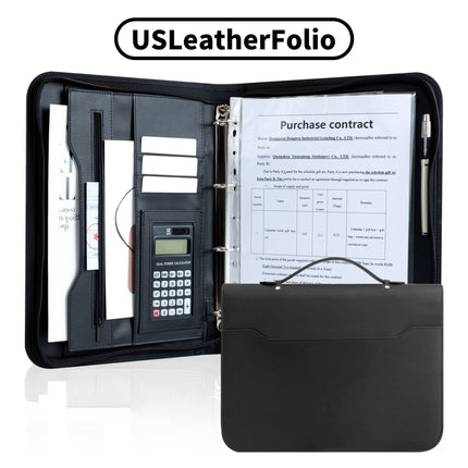 Spot Multifunctional A4 Folder Pu Leather Loose-Leaf Zipper Bag Office Business Satchel Manager Folder Custom Wholesale