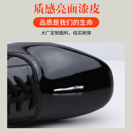 New men's leather stitching dedicated link top layer cowhide men's patent leather modern dance shoes square dance shoes