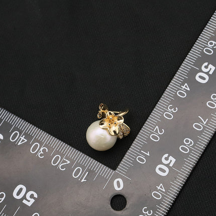 Natural freshwater pearl earrings micro inlaid white zircon flower white pearl earrings light luxury handmade earrings wholesale women