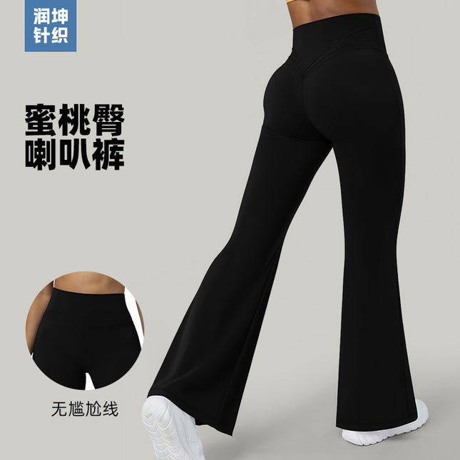 Cross-Border Flared Yoga Pants Women's Sports Pants Naked Feeling Fitness Leggings Butt-Lifting Slimming High-Waisted Long Pants
