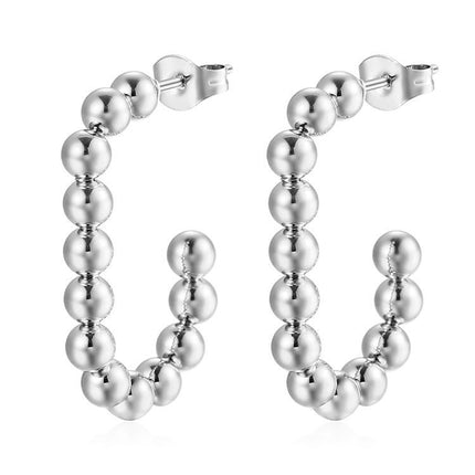 Cross-border European and American fashion geometric stainless steel welding bead earrings simple fashion Joker plated 18K earrings wholesale
