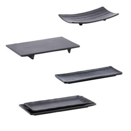 Rectangular plate melamine tableware plastic black Frosted Hot Pot Restaurant creative Japanese and Korean sushi barbecue skewers meat plate