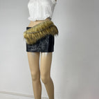 Fluffy Waist Chain Faux Fur Crocodile Leather / 110cm