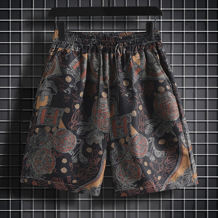 Cross-border New Men's Beach Pants Summer Flower Shorts Summer Large Pants Casual plus size Loose Seashore Pants Men's Trendy
