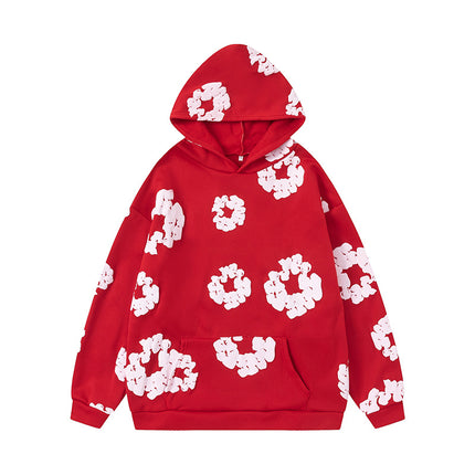 Cross-border Flower Printed Trendy Brand Same Style Hooded Sweater European and American Loose Hoodie Men's and Women's Sweater suit Men's Trendy Brand