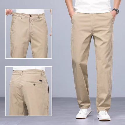 Binhaolu Men's Clothing High-End Pure Cotton Casual Pants for Men, Autumn and Winter Style with Fleece, New Business Style Men's Pants in Navy Blue