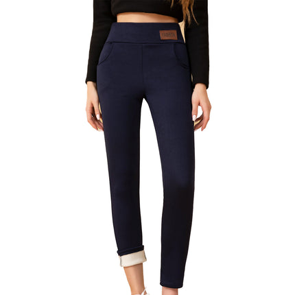 Daifa Foreign Trade Women's Winter Plus Lamb Velvet Pants Thickened High Waist Slimming Pencil Pants Leggings Outer Wear