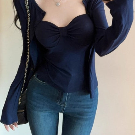 Sexy Pure Lust Style Tube Top Long-Sleeved Top for Women Autumn and Winter New Style Slim Fit Suspender Jacket Two-Piece Set